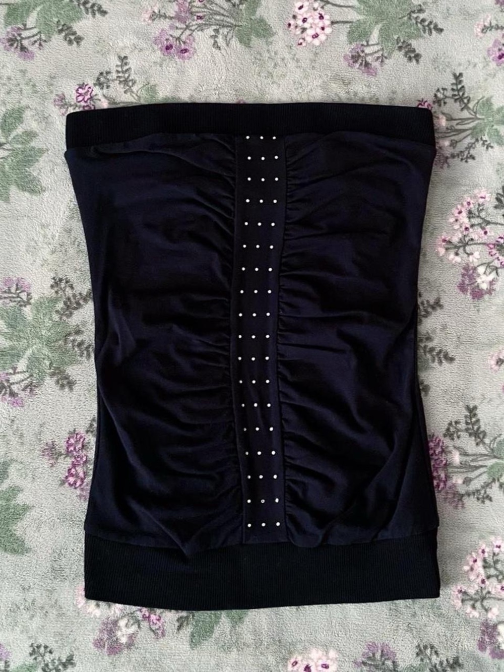 Vintage Tres Bien Y2K Star Power Black Rhinestone Tube Top 🖤✨